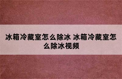 冰箱冷藏室怎么除冰 冰箱冷藏室怎么除冰视频